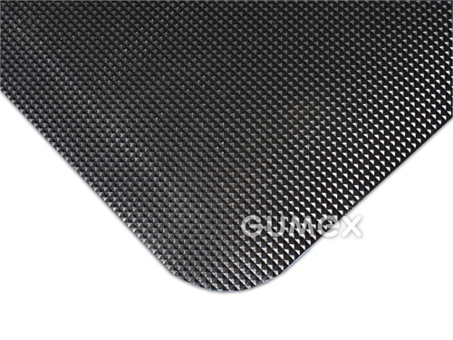 Protiúnavová rohož do zvarovní DIAMOND TREAD, hrúbka 15mm, 600x900mm, dezén pyramídy, horná vrstva tvrdené PVC, spodná vrstva penové PVC, 0°C/+55°C, čierna